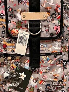 tokidoki x LeSportsac Scuola Backpack Knapsack Trasporto Travel Grey Gray